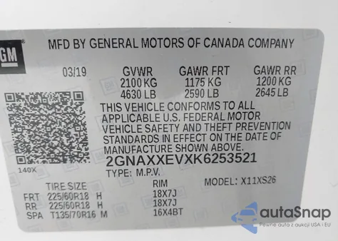 2019 Chevrolet Equinox Premier from USA, damaged, VIN 2GNAXXEVXK6253521